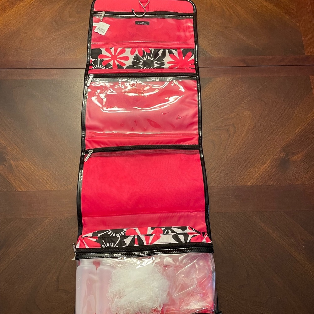 Pink and Black Travel makeup bag. Never used!